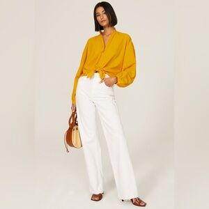 TOME Size Small Yellow Tie Front Shirt